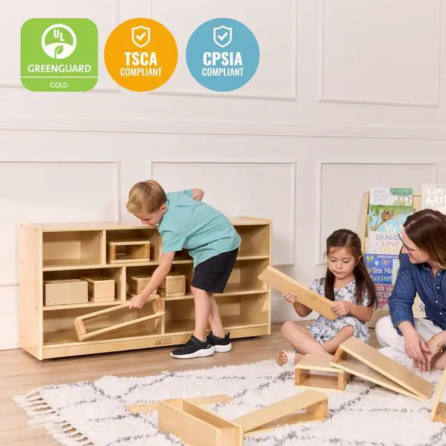 Alt view image 6 of 7 - Mobile Building Block Storage Cabinet, Large, Classroom Furniture, Natural