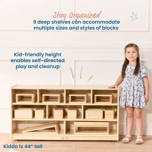 Alt view image 5 of 7 - Mobile Building Block Storage Cabinet, Large, Classroom Furniture, Natural