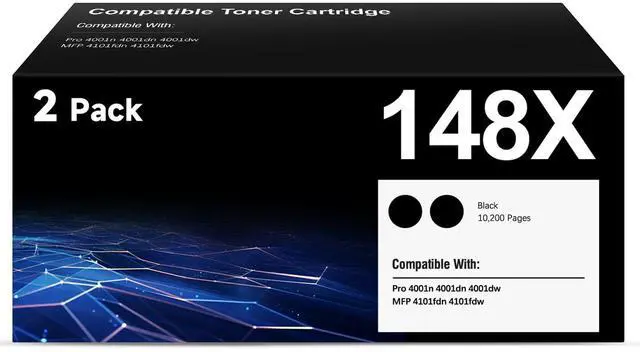 Main image of 148X Toner Cartridges High Yield (2-Pack) 148 148A W1480A W1480X | Compatible for HP Pro MFP 4101fdw Pro 4001n 4001dw 4001dn MFP 4101fdn Printer