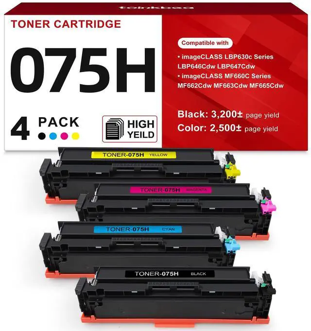 Main image of 075H High Capacity Toner Cartridge MF665CDW Compatible Replacement for Canon 075H 075 H toner cartridge set for imageCLASS MF665Cdw MF663Cdw MF662Cdw LBP646Cdw LBP647Cdw MF660C LBP640C Printer, 4-Pack