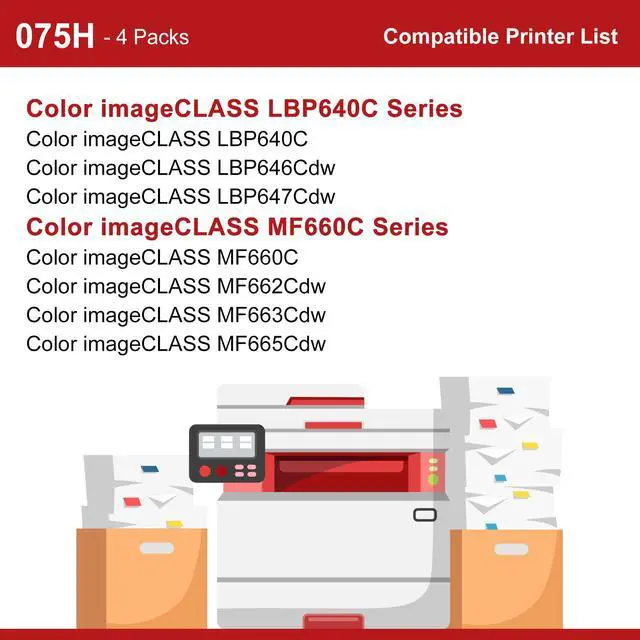 Alt view image 2 of 7 - 075H High Capacity Toner Cartridge MF665CDW Compatible Replacement for Canon 075H 075 H toner cartridge set for imageCLASS MF665Cdw MF663Cdw MF662Cdw LBP646Cdw LBP647Cdw MF660C LBP640C Printer, 4-Pack