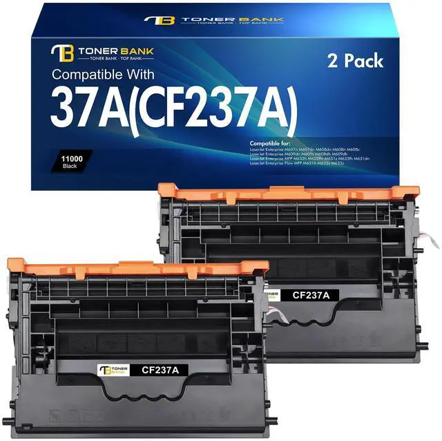 Main image of CF237A 37A Black Toner Cartridge 2-Pack CF237X 37X M607 M608 M607n M608n | Compatible for HP 37A 37X Toner Cartridge for HP LaserJet Enterprise M607dn M608dn M608dh M608x M631 M632 M633 Series Printer
