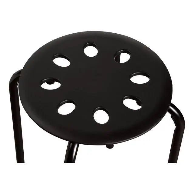 Alt view image 4 of 5 - Commercial Furniture Stacking Stools for Kids and Adults, 17.75" Standard Height Portable Nesting Office and Classroom Stools, Black, Pack of 5