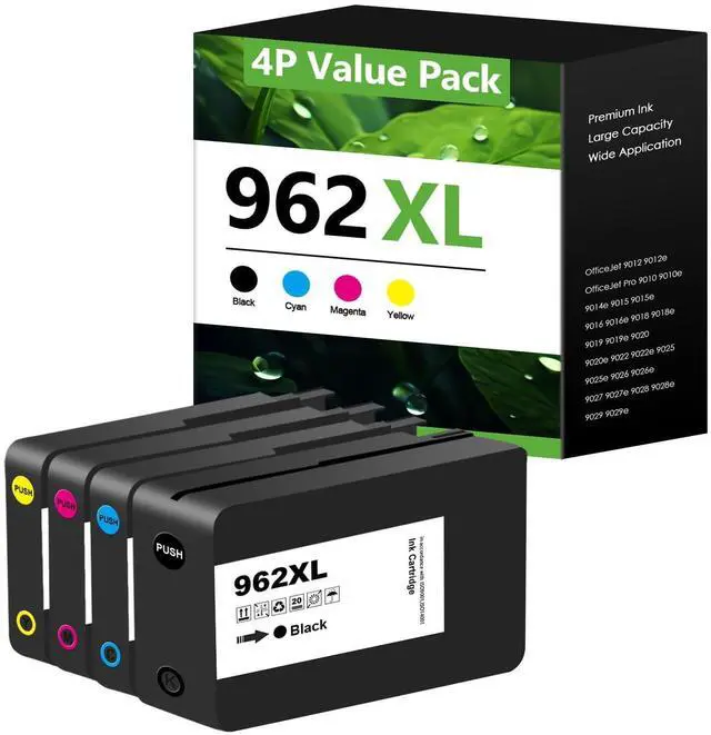 Main image of 962XL Ink Cartridges Replacement for HP 962XL Ink Cartridges Combo Pack 962 XL Work for Officejet Pro 9015e 9010 9025e 9015 9025 9018e 9025e 9020 Printer 4-Pack (BK Y M C)