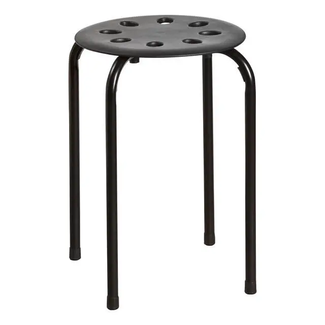 Alt view image 3 of 5 - Commercial Furniture Stacking Stools for Kids and Adults, 17.75" Standard Height Portable Nesting Office and Classroom Stools, Black, Pack of 5