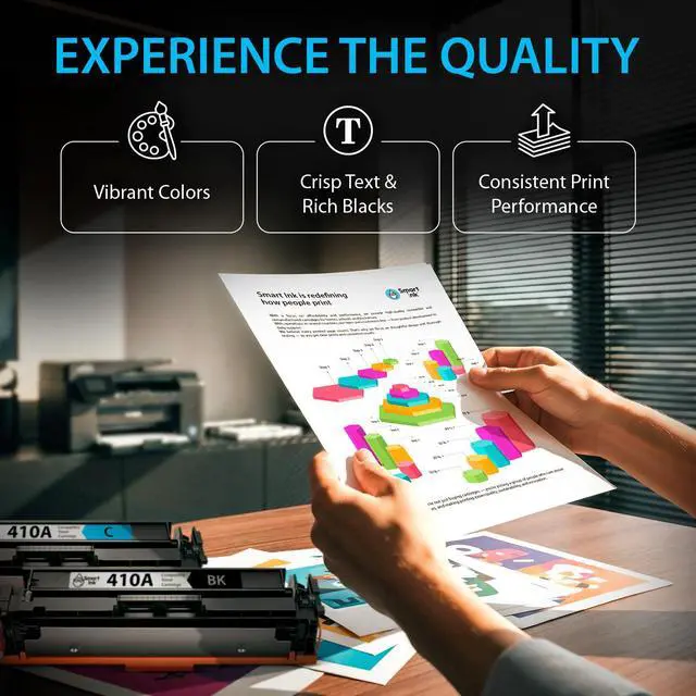 Alt view image 7 of 7 - Compatible 410A Toner Cartridge Replacement for HP 410A HP 410X CF410A CF411A CF412A CF413A to use with Color LaserJet Pro MFP M477fnw M452nw M452dn M477fdw M477fdn M452dw (Black & CMY)