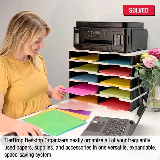 Alt view image 3 of 7 - TierDrop Literature Organizer/Forms Mailroom Classroom Sorter, 10-Compartments with Optional Add-On Tiers for Easy Expansion, Gray w/Black