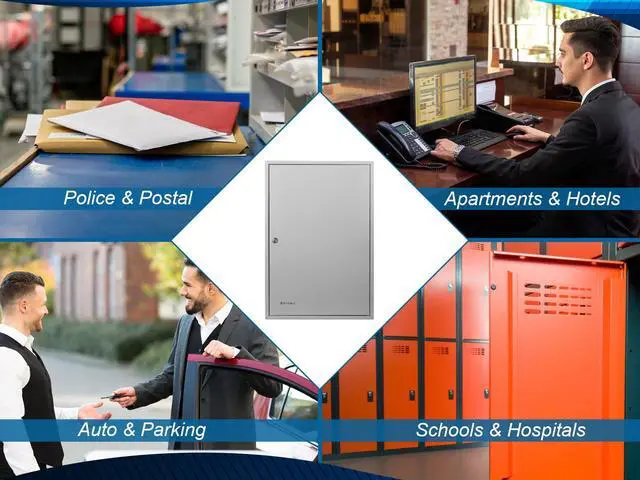 Alt view image 6 of 7 - Steel 150 Key Cabinet Organizer Locking Wall Mount Safe with Numbered Hooks, Index Sheet & Key Tags for Business or Office Security