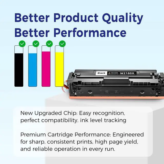 Alt view image 7 of 7 - 218X Toner Cartridges 4 Pack Compatible for HP 218X Toner Cartridges 4 Pack 218A Toner for HP Color LaserJet pro MFP 3301fdw Toner 3201dw 3301cdw 3301sdw Printer Ink High Yield W2180A W2180X