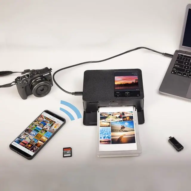 Alt view image 4 of 7 - Selphy CP1500 Photo Printer Bundle (Black) with KP-108 Paper (108 Sheets) 3 Color Ink Cartridges & Tudak Cleaning Cloth Wireless Compact Dye-Sub Printer Kit