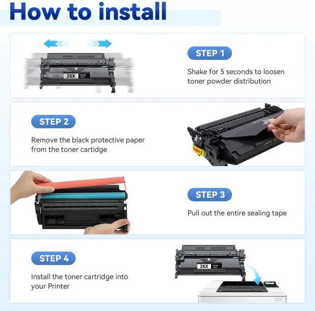 Alt view image 6 of 7 - 26X CF226X Toner Cartridge Black 2 Pack Compatible for HP 26X CF226X 26A CF226A CF226 Toner Cartridges Replacement for Laserjet Pro M402n M402dn M402dne M402dw, Pro MFP M426fdn M426fdw M426dw Printers