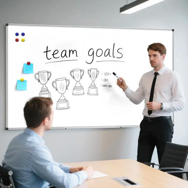Alt view image 2 of 7 - Magnetic Dry Erase Whiteboard - 40 x 72 Inch White Board - Large Wall-Mounted Board with Silver Aluminum Frame, 1 Magnetic Eraser, 2 Pens, Detachable Marker Tray, 6 Magnets