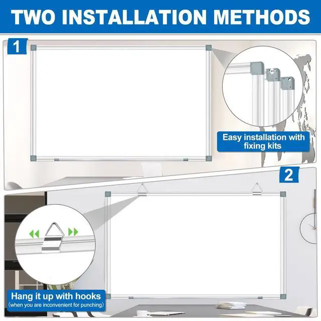 Alt view image 4 of 7 - 6'x4' Large Magnetic White Board Dry Erase Whiteboard with Aluminum Frame, 72"X48" Hanging White Boards for Wall with Long Pen Tray, Presentation Board for Office Classroom Home