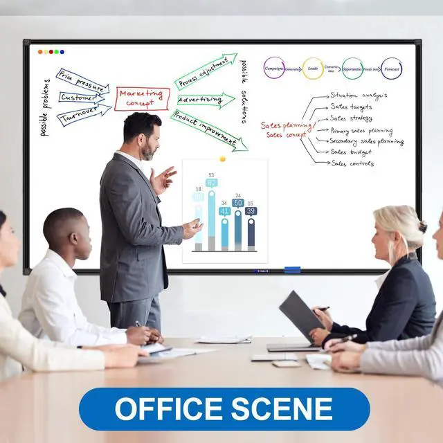 Alt view image 6 of 7 - 6'x4' Large Magnetic White Board Dry Erase Whiteboard with Black Aluminum Frame, 72"X48" Magnet Presentation Wall Boards for Office, Classroom, School, Home