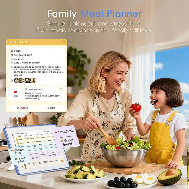 Alt view image 7 of 7 - 15.6" Digital Calendar, No Subscription Smart Family Planner, Interactive Touchscreen Electronic Wall Calendar, Photo Display, Meals, Chore Chart & Tasks, Wall & Desk Mountable (Ultramarine)