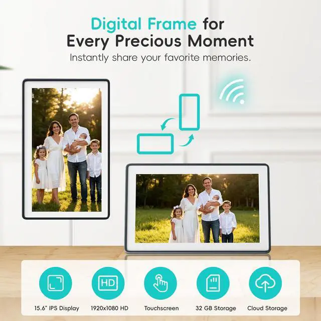 Alt view image 3 of 7 - 15.6" Digital Wall Calendar Frame Interactive Touchscreen Eletronic Calendars, Smart Family Planner for Schedule, Photo Display, Meals, Chore Chart & Tasks, Wall & Desk Mountable (Dark Gray)