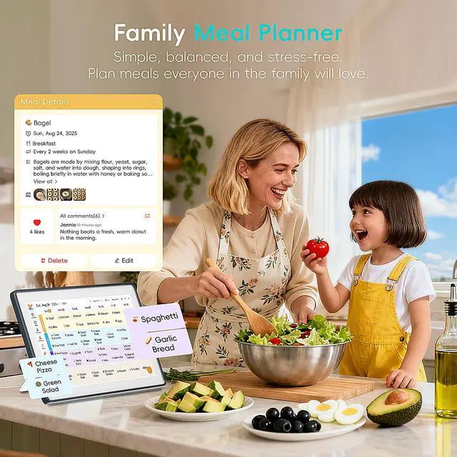 Alt view image 7 of 7 - 15.6" Digital Wall Calendar Frame Interactive Touchscreen Eletronic Calendars, Smart Family Planner for Schedule, Photo Display, Meals, Chore Chart & Tasks, Wall & Desk Mountable (Dark Gray)