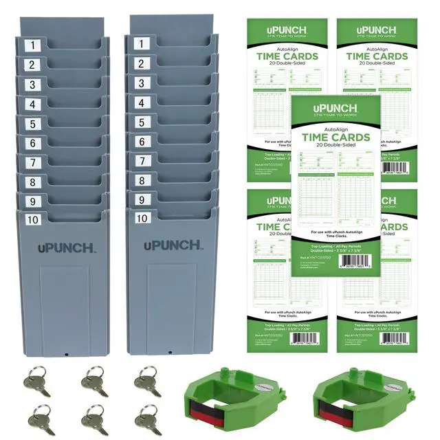 Alt view image 3 of 7 - HN3500 Advanced Time Clock Bundle for Small Business: Complete Employee Time Tracking System with 100 Time Cards, 2 Racks, 2 Ribbons, and 6 Keys