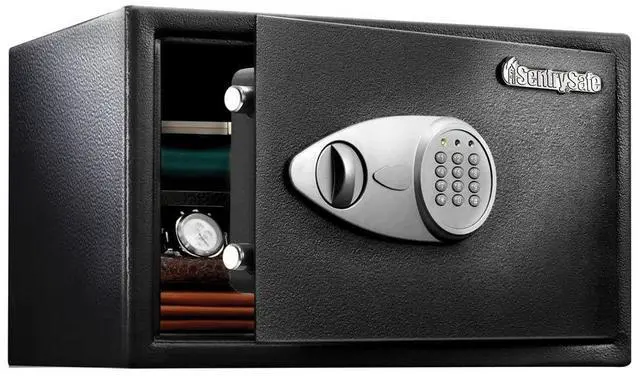 Main image of Black Home Safe with Shelf and Digital Keypad, Large Safe for Laptop, Documents, Money, Exterior: 10.6 x 16.9 x 14.6 Inches, X125