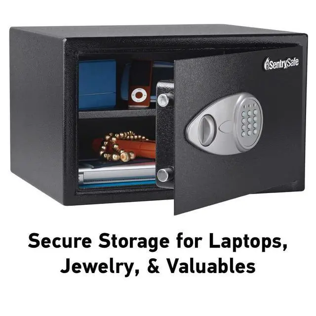 Alt view image 4 of 7 - Black Home Safe with Shelf and Digital Keypad, Large Safe for Laptop, Documents, Money, Exterior: 10.6 x 16.9 x 14.6 Inches, X125