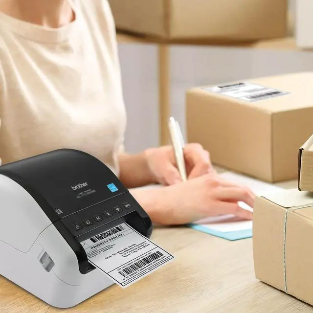 Alt view image 4 of 5 - QL-1100 Wide Format Thermal Label Printer - USB Connectivity, 4" Wide, 300 x 300 dpi, 69 Labels Per Minute Professional Monochrome Postage and Barcode, Includes 1 Roll of 400 Address Labels