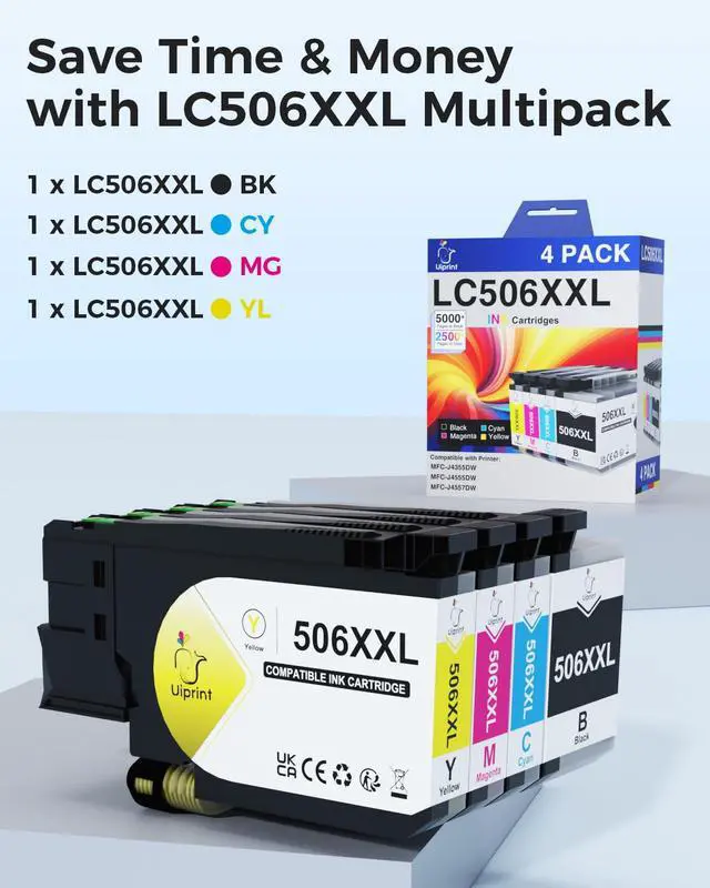 Alt view image 6 of 7 - LC506XXL Ink Cartridges Replacement for Brother LC506 LC506XL LC506XXL4PK Super High Yield Up to 12500 Pages for Brother Printer MFC-J4355DW MFC-J4555DW MFC-J4557DW MFC-J6560DW(BK/C/M/Y)