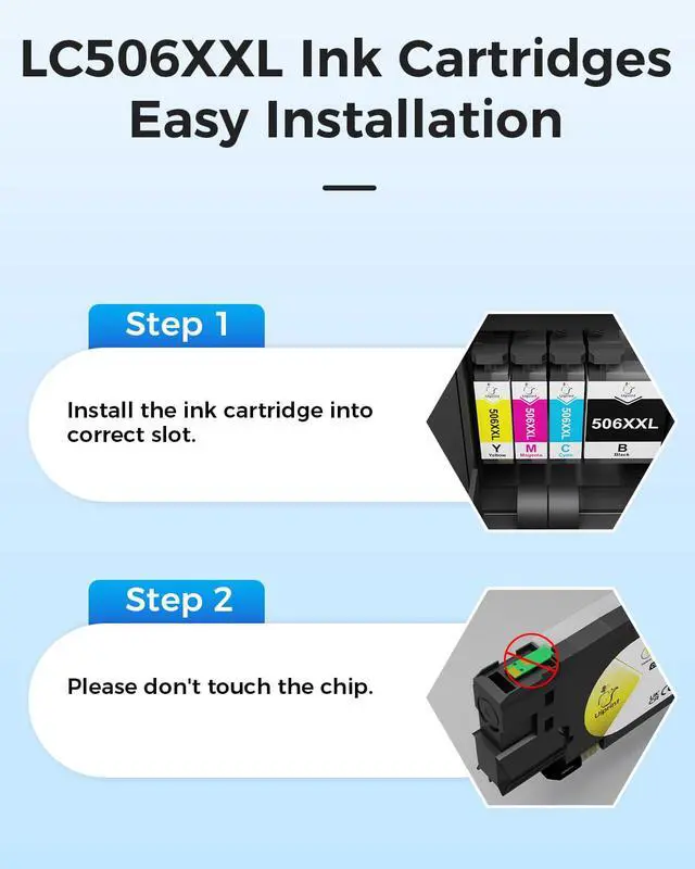 Alt view image 7 of 7 - LC506XXL Ink Cartridges Replacement for Brother LC506 LC506XL LC506XXL4PK Super High Yield Up to 12500 Pages for Brother Printer MFC-J4355DW MFC-J4555DW MFC-J4557DW MFC-J6560DW(BK/C/M/Y)