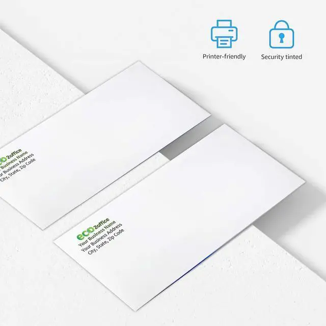 Alt view image 2 of 6 - 2500#10 Custom Printed Security Tinted Envelopes Letter Size Self Seal, Windowless Mailing Envelopes, Personalized with Logo and Address, Size 4-1/8 X 9-1/2", 24 LB Plain White