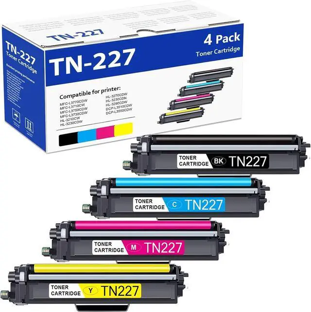 Main image of TN227 High Yield Toner Cartridge 4 Pack TN 227 TN-227BK/C/M/Y Replacement for Brother TN227 TN223 TN-227 HL-L3270CDW HL-L3210CW HL-L3230CDW HL-L3230CDN HL-L3290CDW Printer (TN-227BK/C/M/Y)