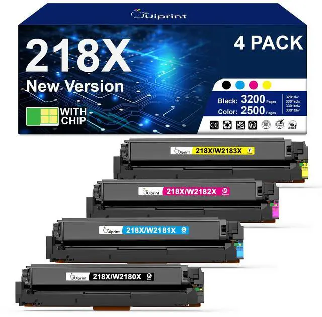 Main image of 218X Toner Cartridges 4 Pack Compatible with HP 218X 218A W2180X W2180A | High Yield with Chip 218X for HP Color LaserJet Pro MFP 3301sdw 3201dw 3301fdw 3301cdw 3201 Printer, 4-Pack B/C/Y/M