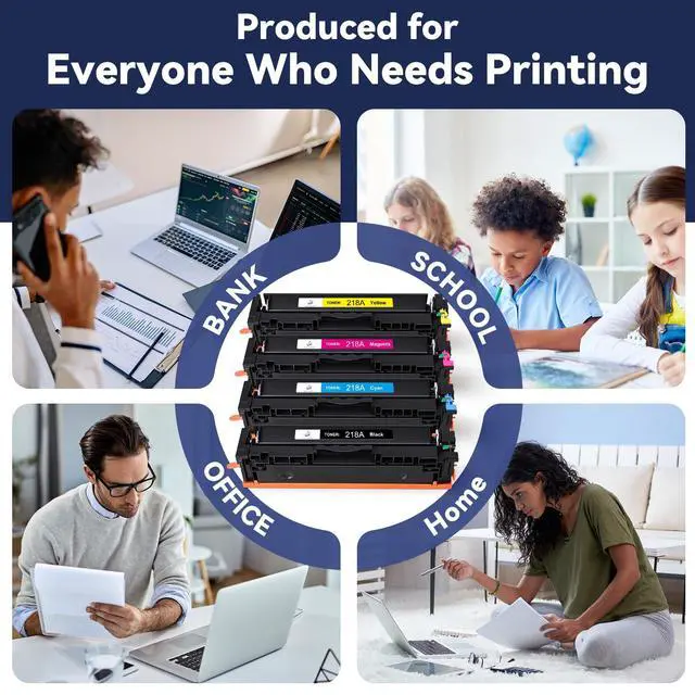 Alt view image 6 of 6 - 218X High Capacity Compatible Toner Cartridges with Chip Replacement for HP 218X W2180X 218A Works with 3201 3201DW MFP 3301 3301cdw 3301fdw 3301sdw Series Printer 4-Pack Color