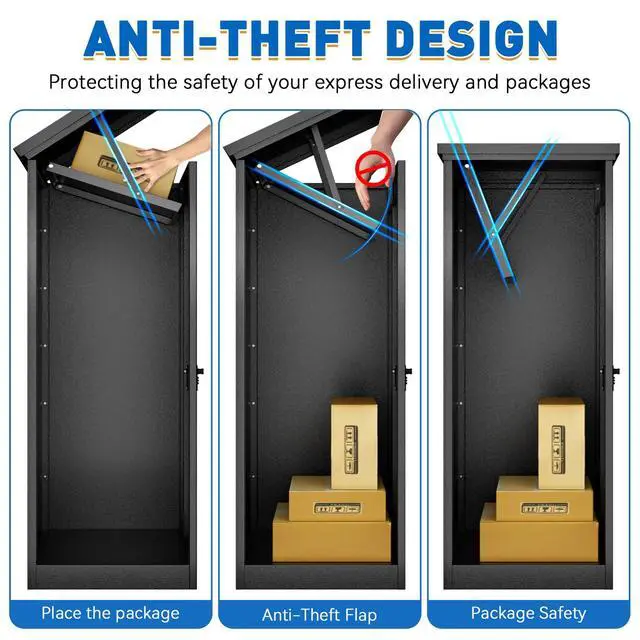 Alt view image 4 of 7 - Package Delivery Boxes & Mailbox,Large Parcel Drop Box with Keys, Steel Mailbox with Waterproof Anti-Theft Function, Not Easy Deformed for Home/Porch/Outside (240L)
