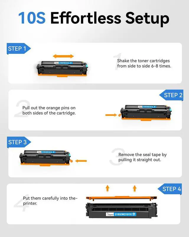 Alt view image 5 of 7 - 218X Toner Cartridges 4 Pack Compatible with HP 218X 218A W2180X W2180A | High Yield with Chip 218X for HP Color LaserJet Pro MFP 3301sdw 3201dw 3301fdw 3301cdw 3201 Printer, 4-Pack B/C/Y/M