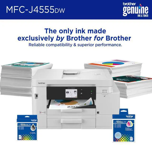 Alt view image 4 of 7 - INKvestment 4555 Wireless Color Inkjet All-in-One Printer with 2.7 Color Touchscreen and 2 Paper Trays | Includes Refresh Subscription Trial(1) (MFC-J4555DW)