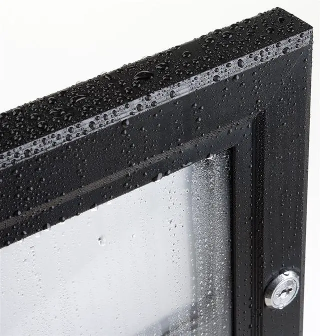 Alt view image 2 of 5 - Weather Resistant, Magnetic Surface, Bulletin Board with Swing-Open Locking Door, Wall Mounted, Matte Black Finish Aluminum Frame, for Indoor Or Outdoor Use