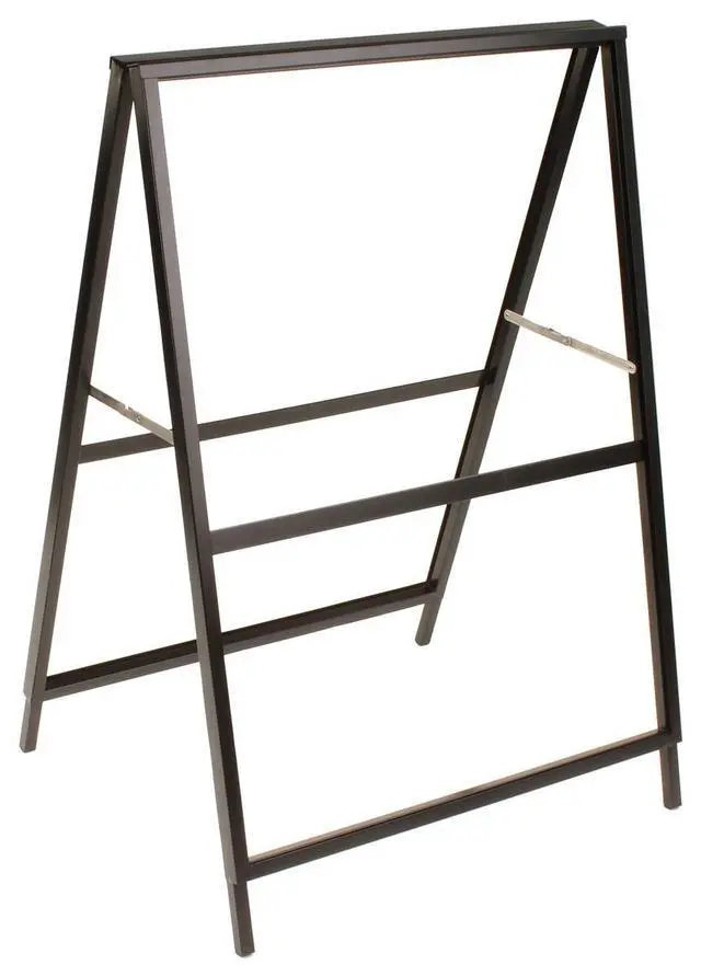 Alt view image 2 of 6 - Black Finish Steel Sidewalk Sign Frame, 30-3/8 x 43 x 25-1/4-Inch, Double-Sided, A-Frame Style, for Outdoor Use