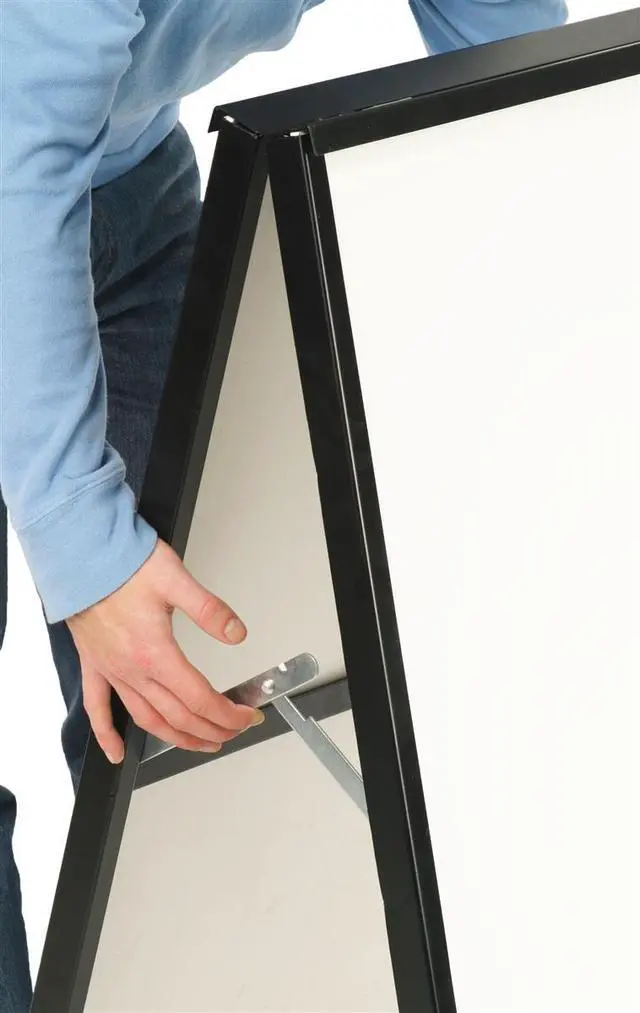 Alt view image 5 of 6 - Black Finish Steel Sidewalk Sign Frame, 30-3/8 x 43 x 25-1/4-Inch, Double-Sided, A-Frame Style, for Outdoor Use