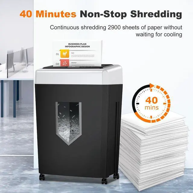 Alt view image 3 of 7 - 15-Sheet Cross-Cut 40-Min Heavy Duty Paper Shredder for Home Office | Anti-jam, 60dB Whisper-Quiet, P-4 High Security, Shredder for CDs, Staples, 5 Gal Pullout Bin, Easy-roll Casters C169-B