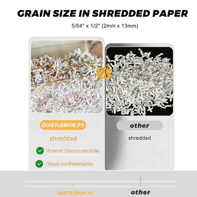 Alt view image 3 of 7 - 150-Sheet Paper Shredder Heavy Duty, Micro Cut and CDs/Cards, P5 Ultra Security, 60 Min Non Stop Shredder for Home Office, 5.3 Gallon Bin with Wheels, <60 dB (OL289)