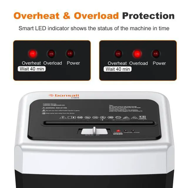 Alt view image 7 of 7 - 15-Sheet Cross-Cut 40-Min Heavy Duty Paper Shredder for Home Office | Anti-jam, 60dB Whisper-Quiet, P-4 High Security, Shredder for CDs, Staples, 5 Gal Pullout Bin, Easy-roll Casters C169-B