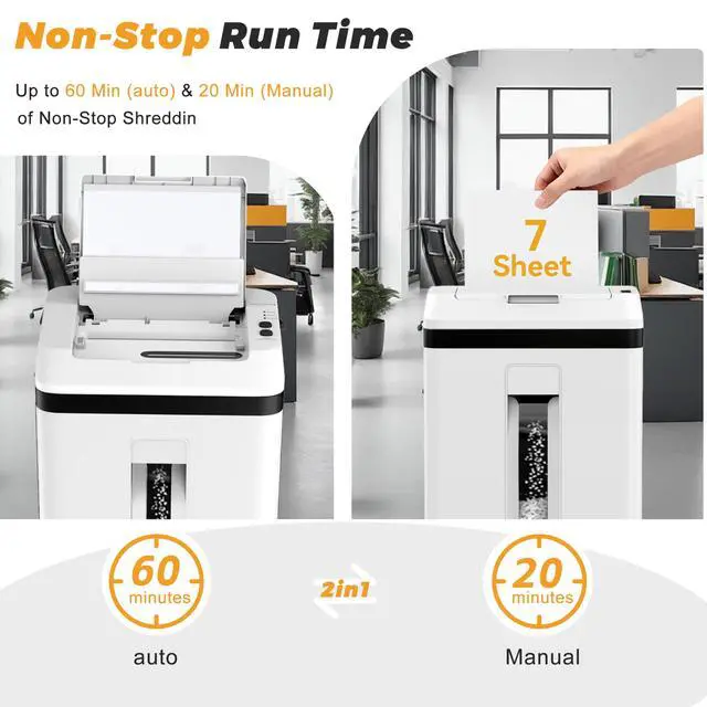Alt view image 2 of 7 - 150-Sheet Paper Shredder Heavy Duty, Micro Cut and CDs/Cards, P5 Ultra Security, 60 Min Non Stop Shredder for Home Office, 5.3 Gallon Bin with Wheels, <60 dB (OL289)