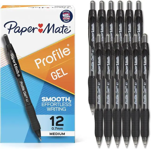 Main image of Profile Gel Pens, Retractable, Medium Point (0.7mm), Black Ink, Office Supplies, Writing, Note-Taking (Pack of 144)