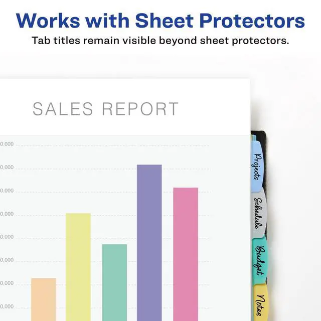 Alt view image 2 of 7 - Write & Erase Pocket Plastic Dividers for 3 Ring Binders, 8-Tab Sets, Multicolor, Tabs Viewable Beyond Sheet Protectors, 24 Sets (16177)