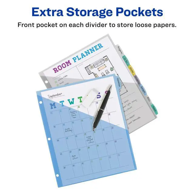 Alt view image 6 of 7 - Write & Erase Pocket Plastic Dividers for 3 Ring Binders, 8-Tab Sets, Multicolor, Tabs Viewable Beyond Sheet Protectors, 24 Sets (16177)