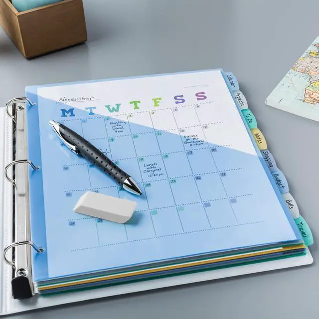 Alt view image 7 of 7 - Write & Erase Pocket Plastic Dividers for 3 Ring Binders, 8-Tab Sets, Multicolor, Tabs Viewable Beyond Sheet Protectors, 24 Sets (16177)