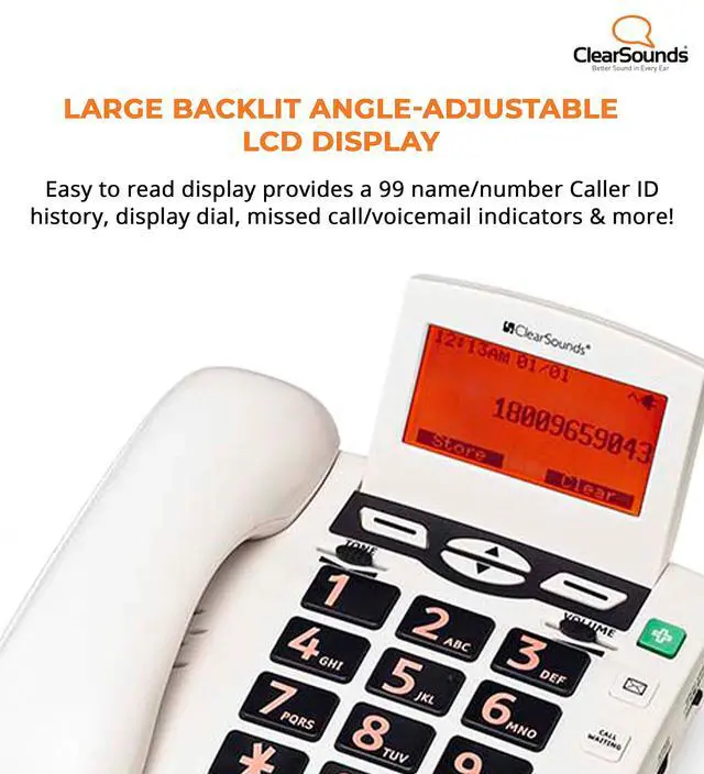 Alt view image 6 of 7 - CSC600 UltraClear Amplified Corded Phone with Medical Emergency Buttons - Single-Line Operation, AC Powered