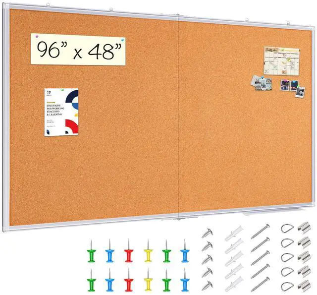 Main image of Large Cork Board 96 x 48 in, Bulletin Board for Walls, 8'x 4' Extra Aluminum Framed Corkboard, Foldable Wall Mounted Back to School Pin Memo Notice Cork Board for Office, Home Wall Display