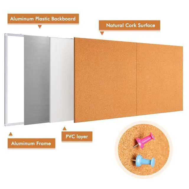 Alt view image 4 of 7 - Large Cork Board 96 x 48 in, Bulletin Board for Walls, 8'x 4' Extra Aluminum Framed Corkboard, Foldable Wall Mounted Back to School Pin Memo Notice Cork Board for Office, Home Wall Display