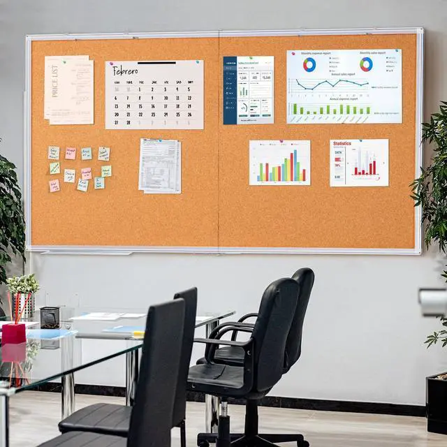 Alt view image 7 of 7 - Large Cork Board 96 x 48 in, Bulletin Board for Walls, 8'x 4' Extra Aluminum Framed Corkboard, Foldable Wall Mounted Back to School Pin Memo Notice Cork Board for Office, Home Wall Display