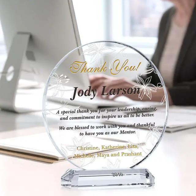 Alt view image 2 of 7 - Personalized Crystal Appreciation Gift Plaque for Mentor, Manager, Supervisor, Leader, Customized with Mentor Name, Unique Thank You Gift to Boss on Christmas, Birthday, Departing (XL - 10")